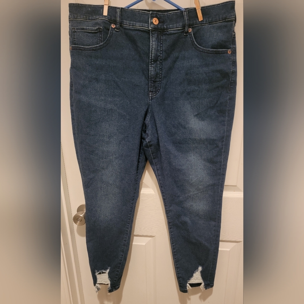 Express high-rise skinny distressed rinse jeans size 16
